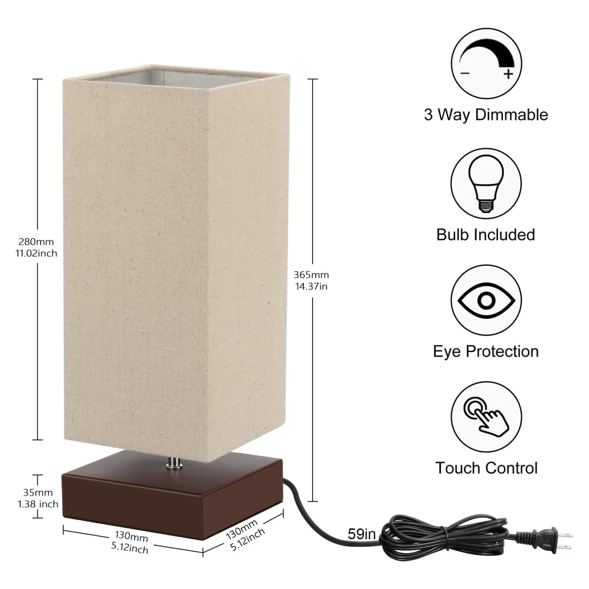 Seaside Village bedside lamp brightness modes for easy dimming
