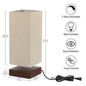 Seaside Village bedside lamp brightness modes for easy dimming