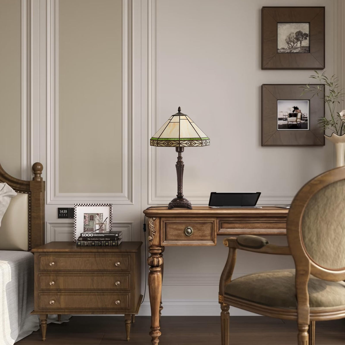Seaside Village bedside lamp on a nightstand for cozy evenings