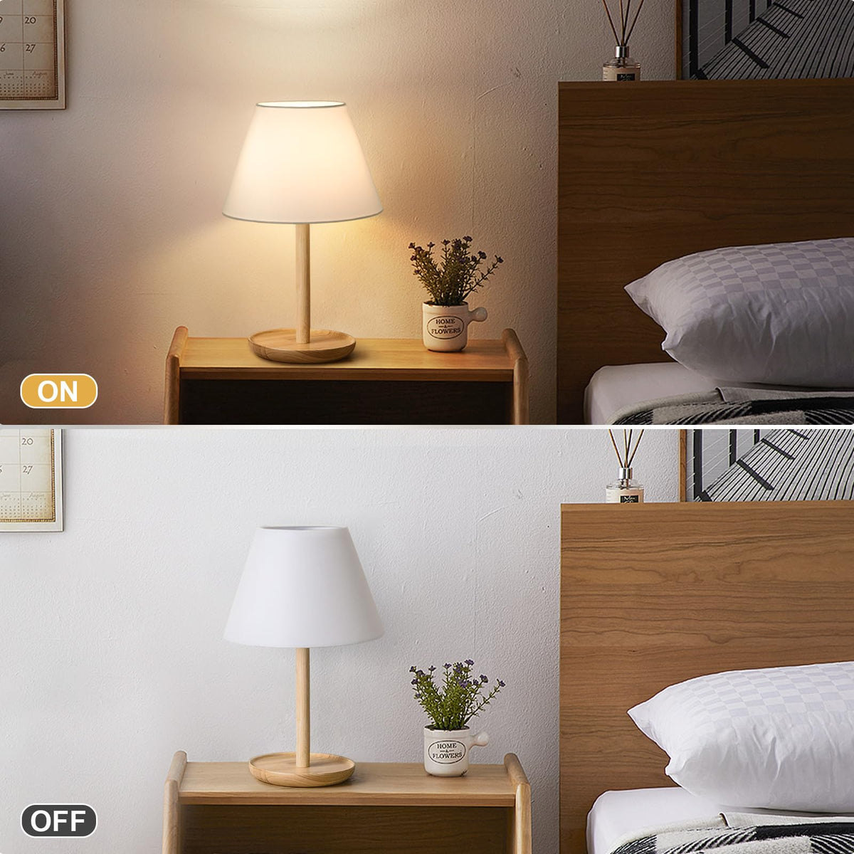Seaside Village bedside shade refreshes decor with clean white fabric.