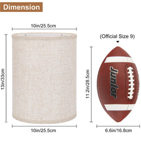Beige linen drum shade by Seaside Village adds neutral elegance to lamps.