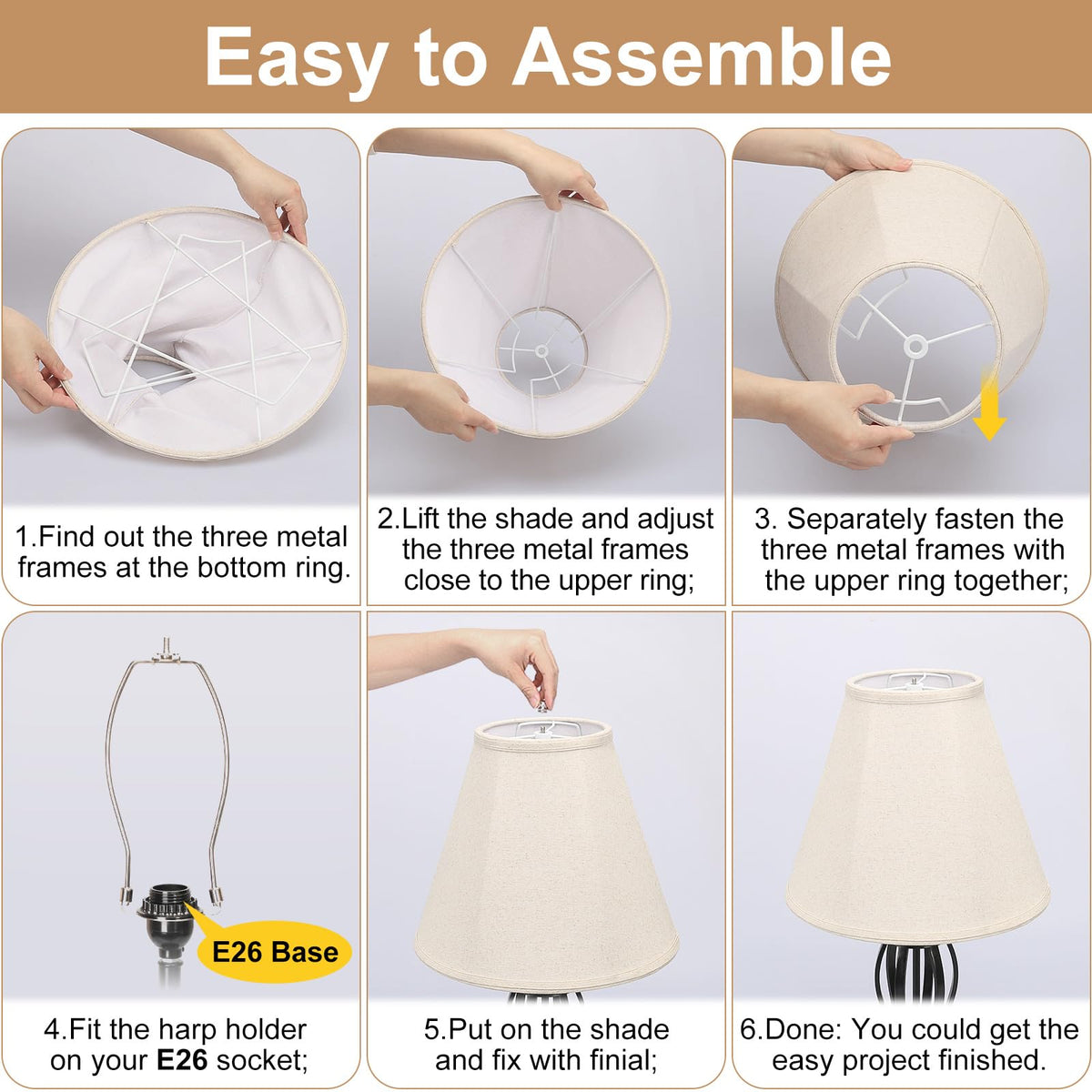 Seaside Village Bell lamp shades fit harps securely, adding stable, elegant lighting.