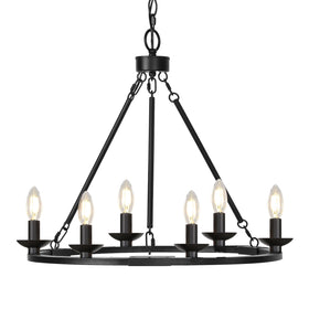 Seaside Village Chandelier in entryway with welcoming rustic style.