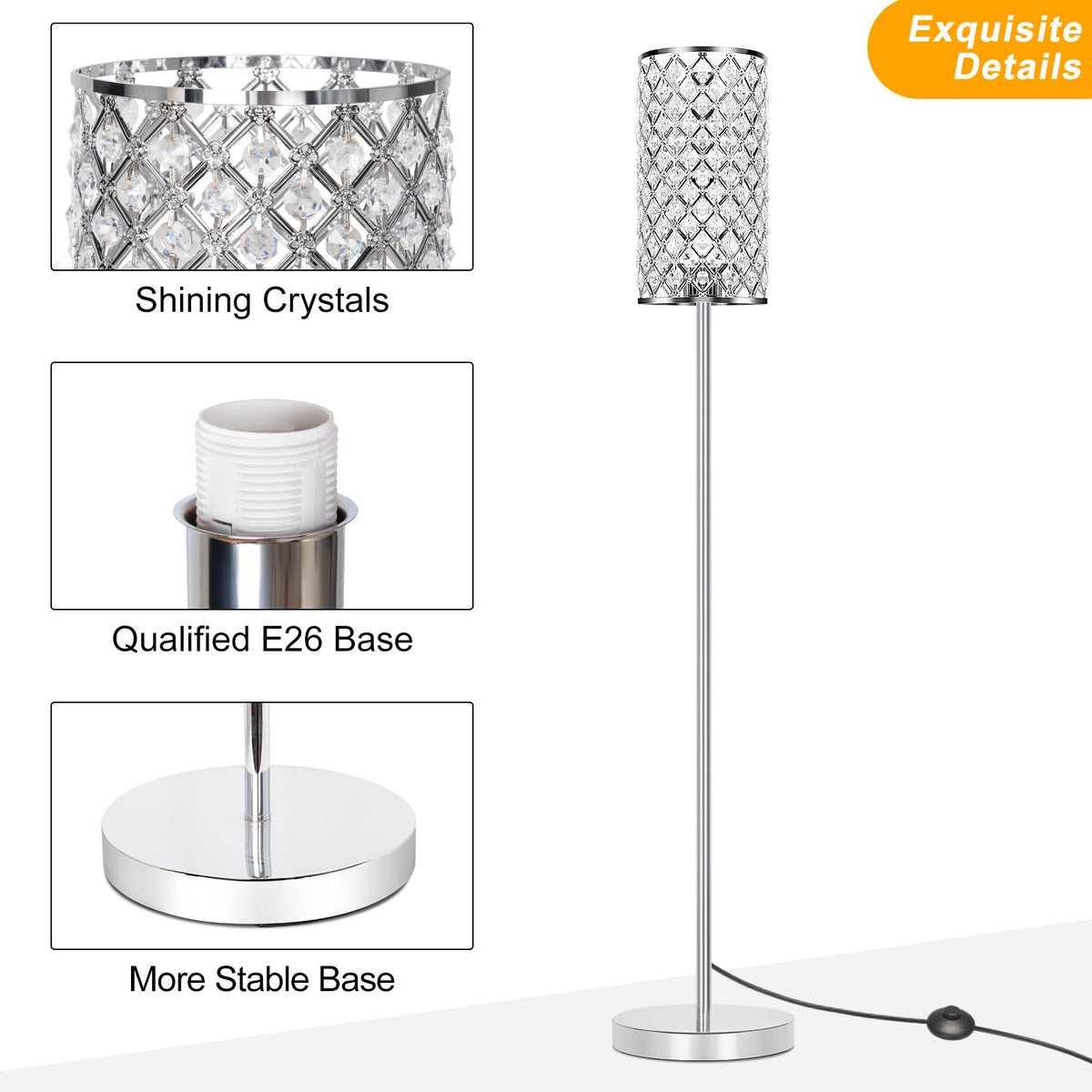 Seaside Village crystal floor lamp comes with quick-assembly hardware