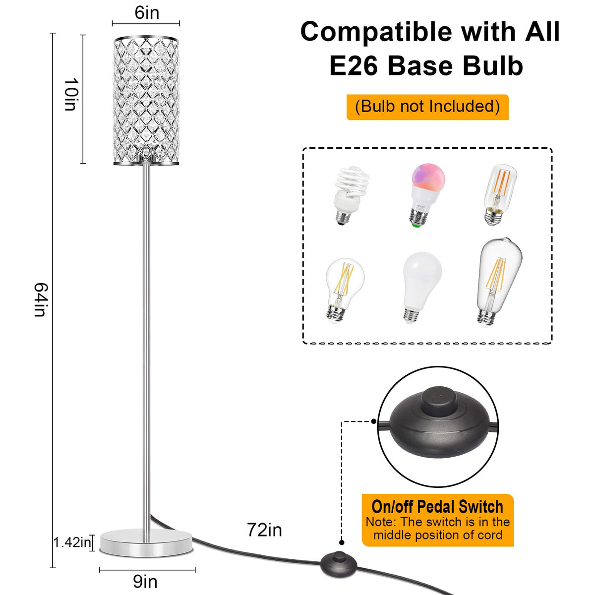 Seaside Village crystal floor lamp base provides stable footing and safe corner placement