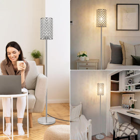 Seaside Village crystal floor lamp bulb compatibility supports LED, CFL, incandescent and RGB options