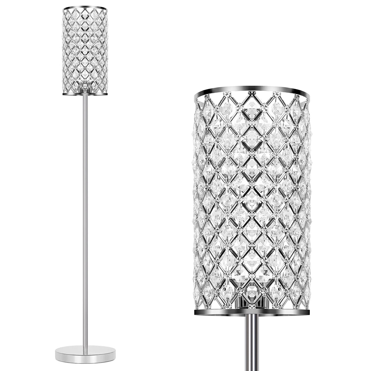 Seaside Village crystal floor lamp shade sparkles with crystal beads for glam ambience