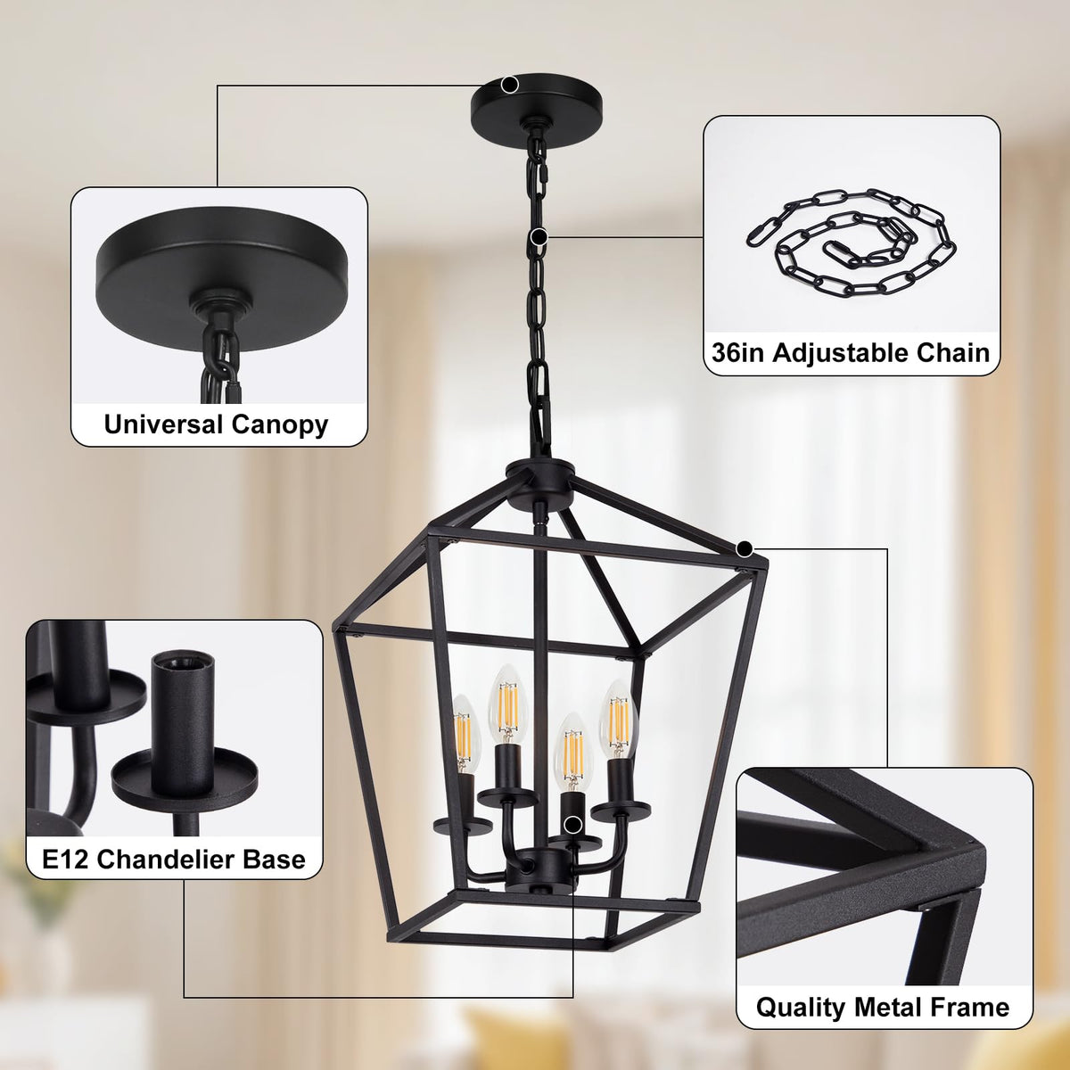 Seaside Village E12 bulb chandelier accommodates LED, CFL, or incandescent options
