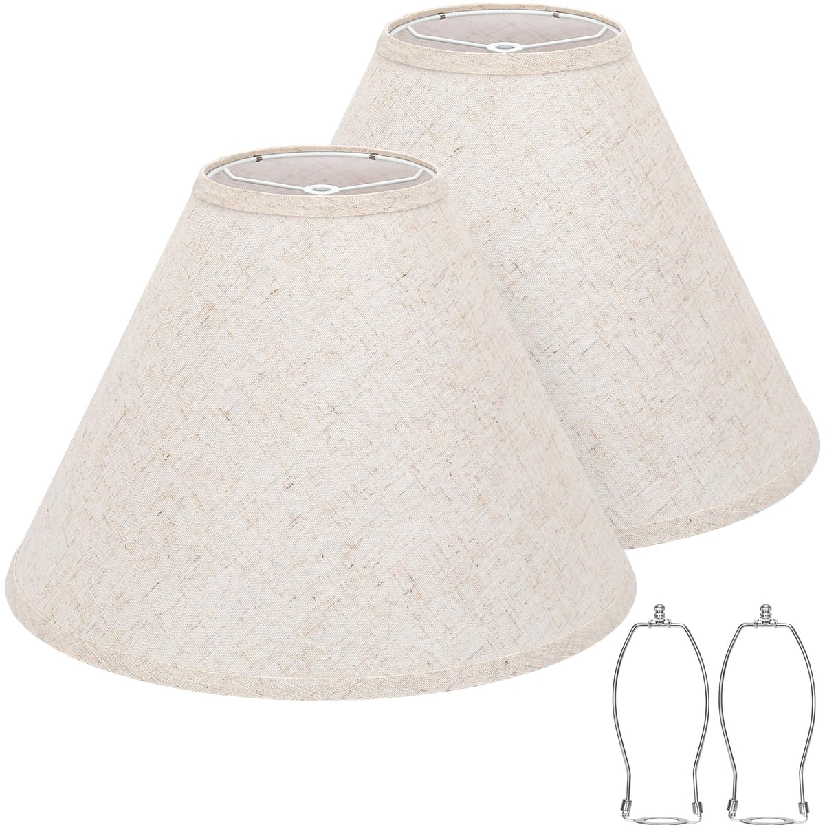 Seaside Village Empire lamp shade front view with natural linen texture for warm glow