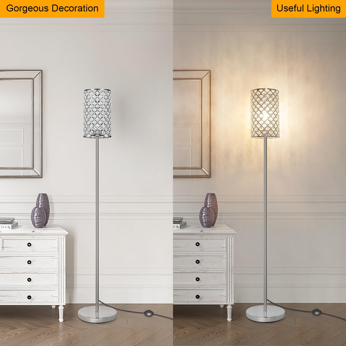 Seaside Village floor lamp foot switch enables easy lighting control while multitasking