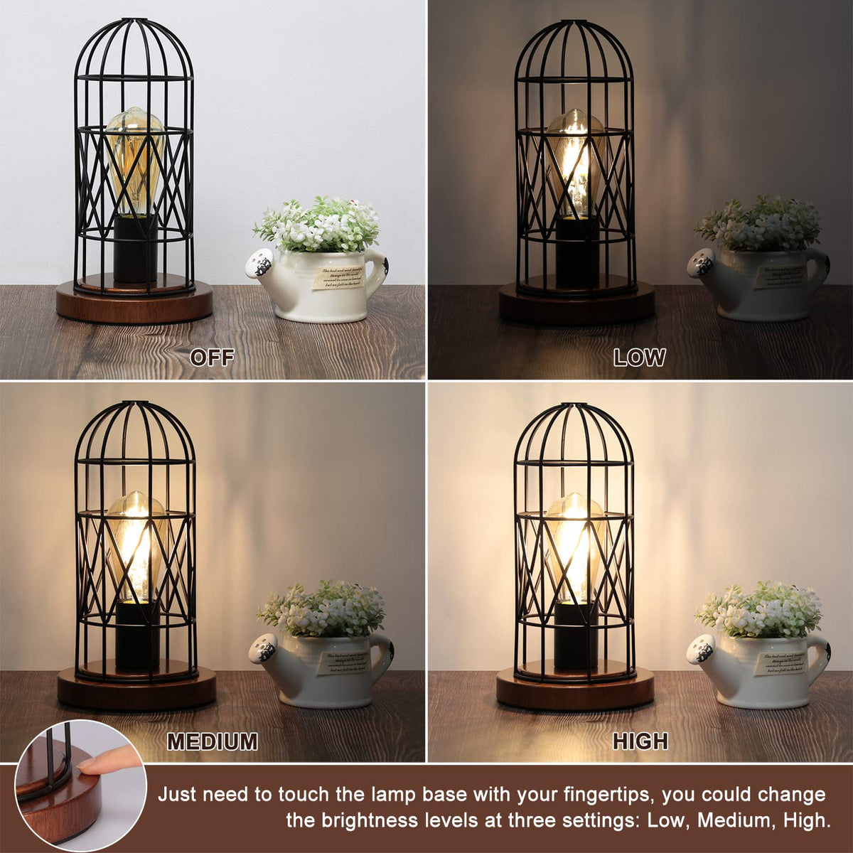 Seaside Village industrial bedside lamp shade offers vintage ambiance for living spaces.