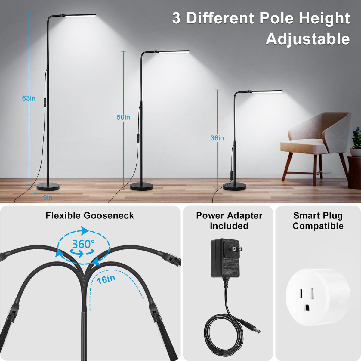 Seaside Village lamp with 5 brightness levels and 2700–6000K color range.