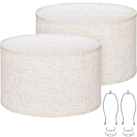 Seaside Village oval lamp shade with natural linen texture for warm, cozy lighting
