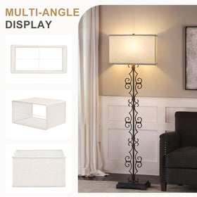 Shades installed on a table lamp to show contemporary square design