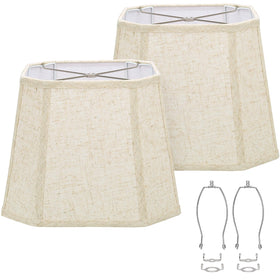 Seaside Village rectangle beige lampshade, front view, natural linen for warm ambient light.