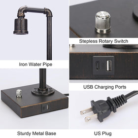 Seaside Village rusted metal base provides stable bedside lighting