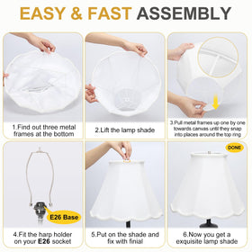 Seaside Village scalloped lamp shades set2, mounted on table lamp for softer ambient glow
