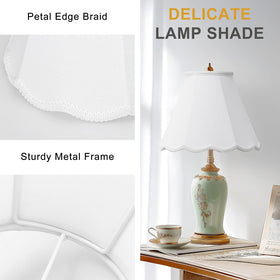Seaside Village scalloped lamp shades set2, close detail of petal edge braid