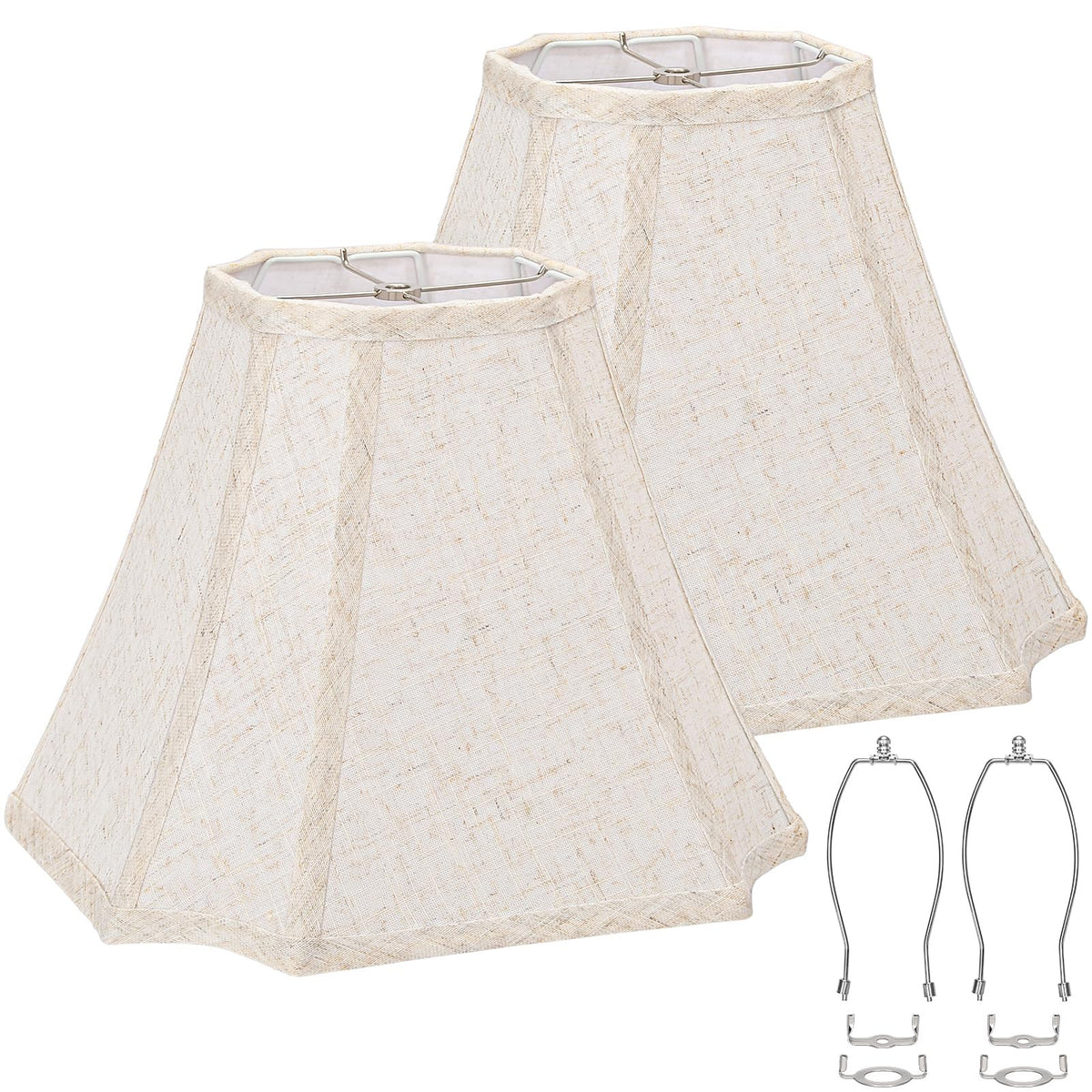Seaside Village lamp shade pair on table lamp with natural linen texture.