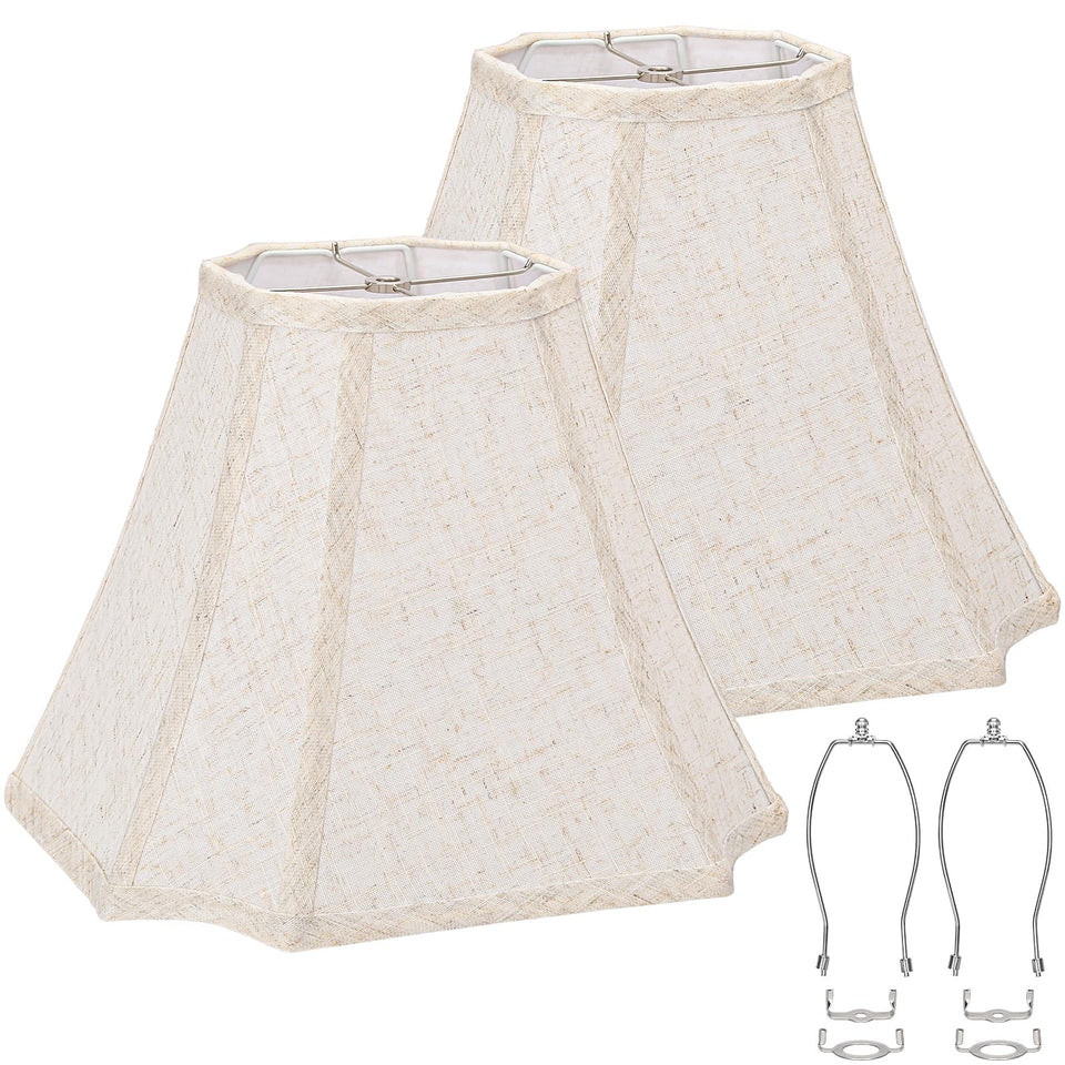 Seaside Village lamp shade pair on table lamp with natural linen texture.