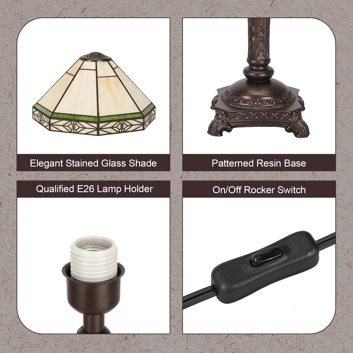 Seaside Village stained glass shade close-up highlights vibrant color patterns