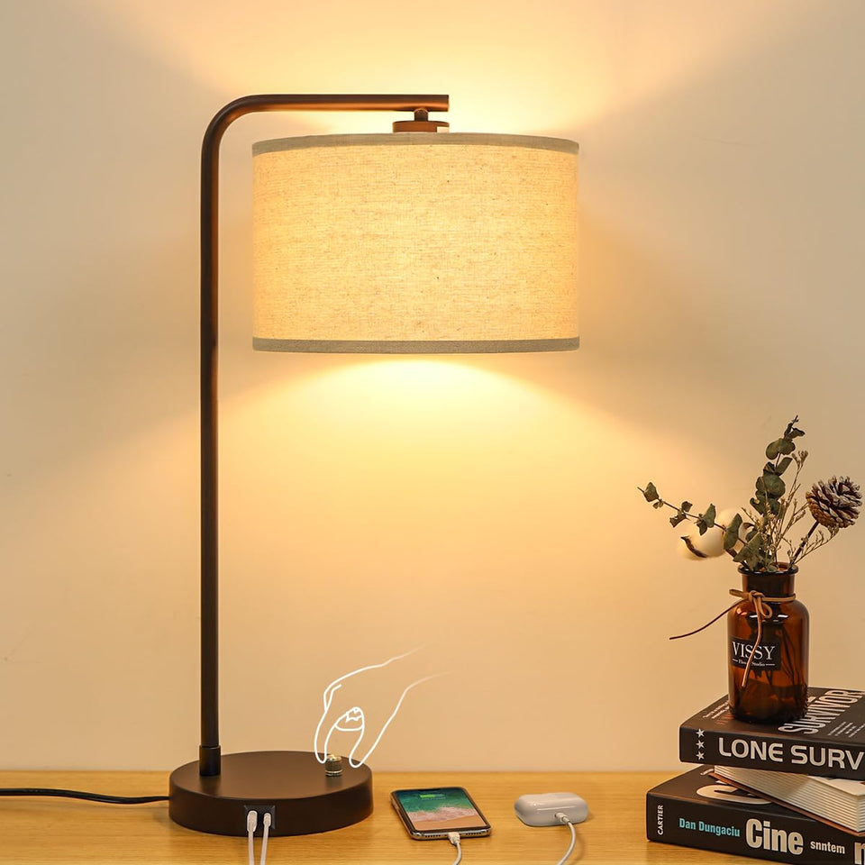 Seaside Village tall table lamp base with USB-C port for easy charging.