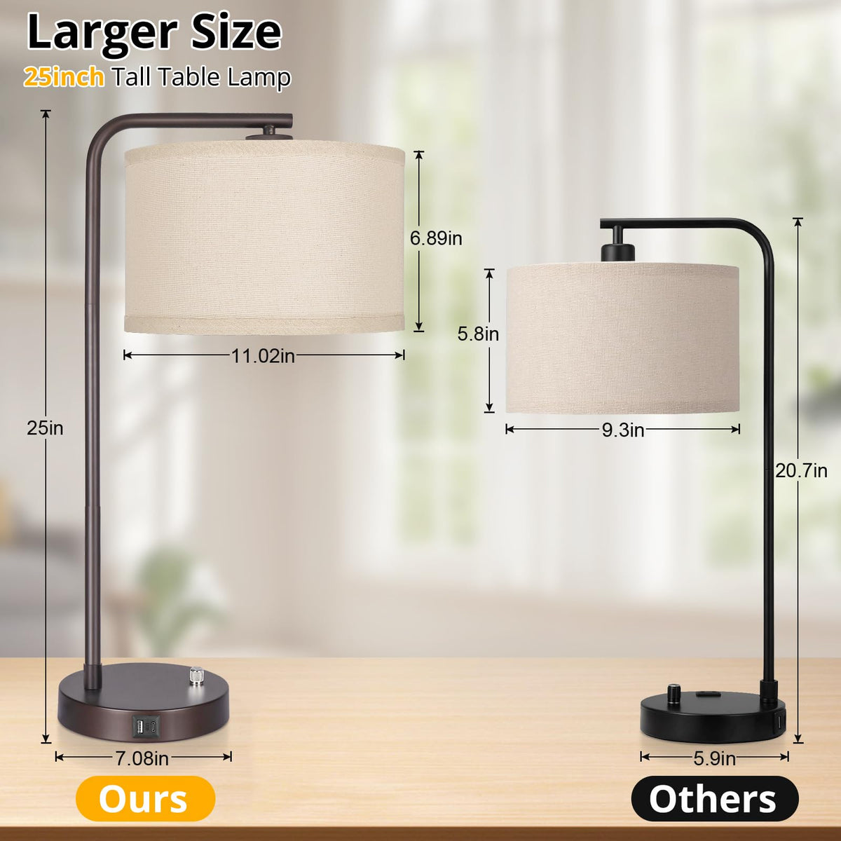 Seaside Village tall table lamp drum shade provides soft ambient light.