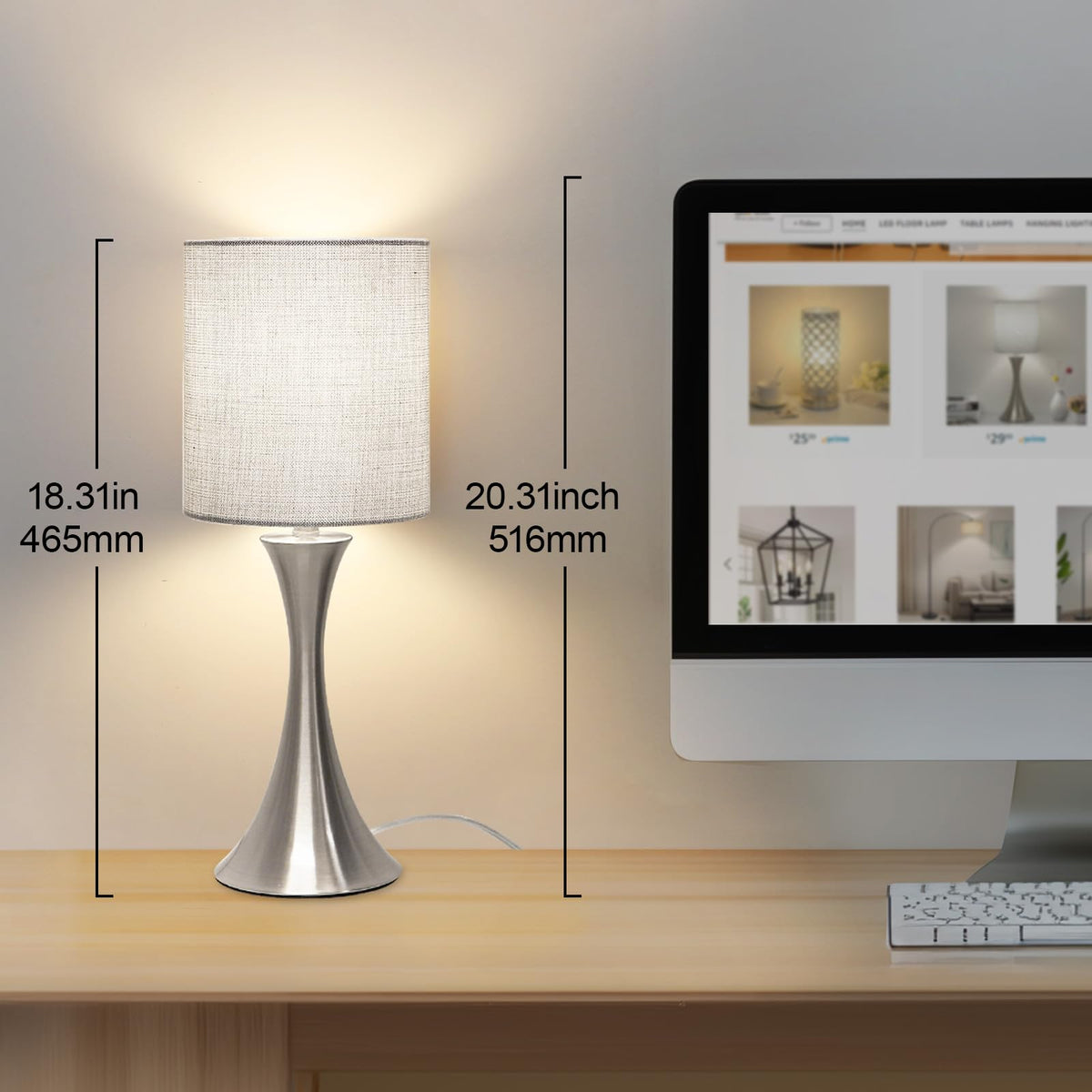 Seaside Village bedside lamp ready for quick nightstand brightness changes
