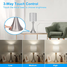 Seaside Village three-way dimmable lamp gray shade adds modern style and soft ambient glow