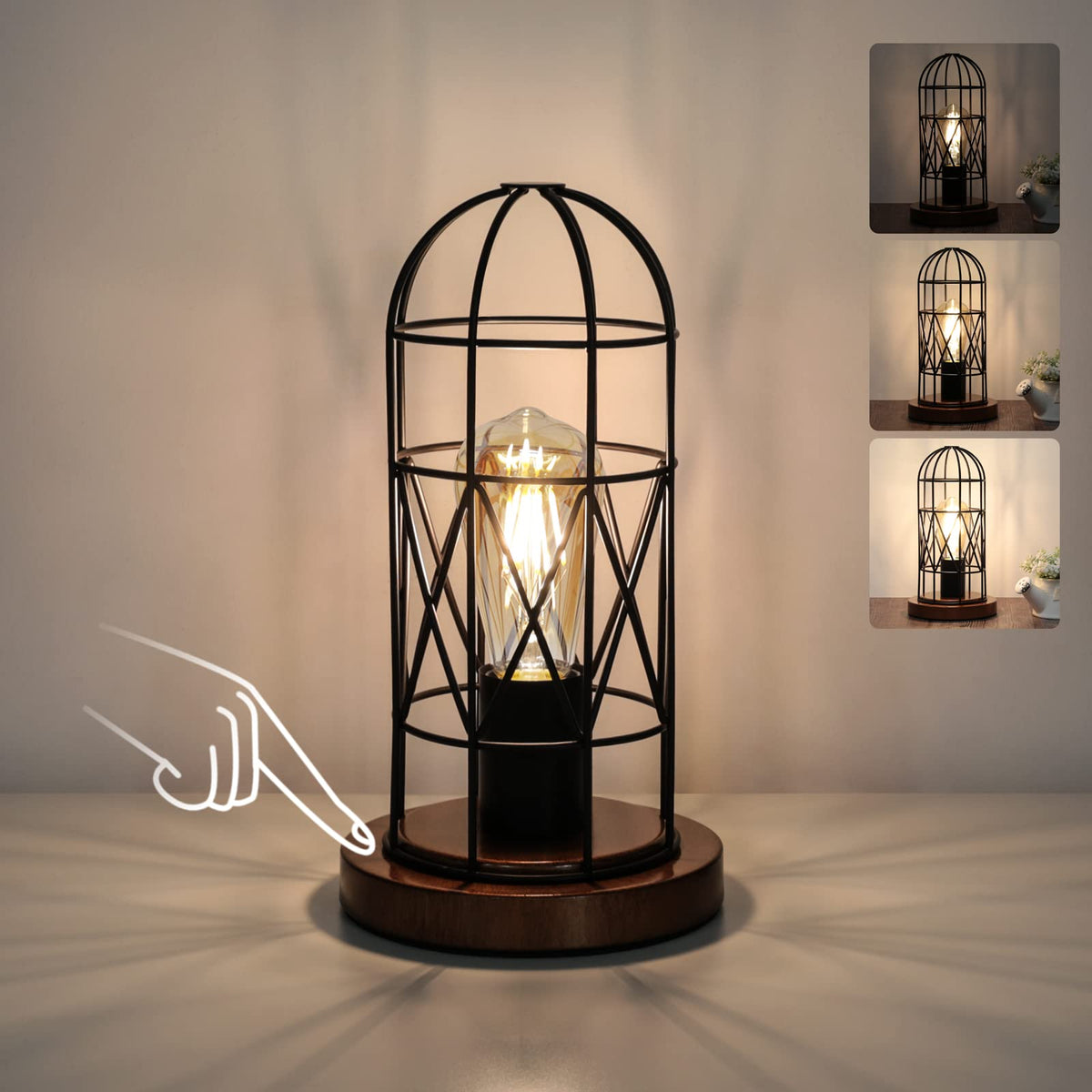 Seaside Village touch-control base lamp provides easy bedside brightness control.