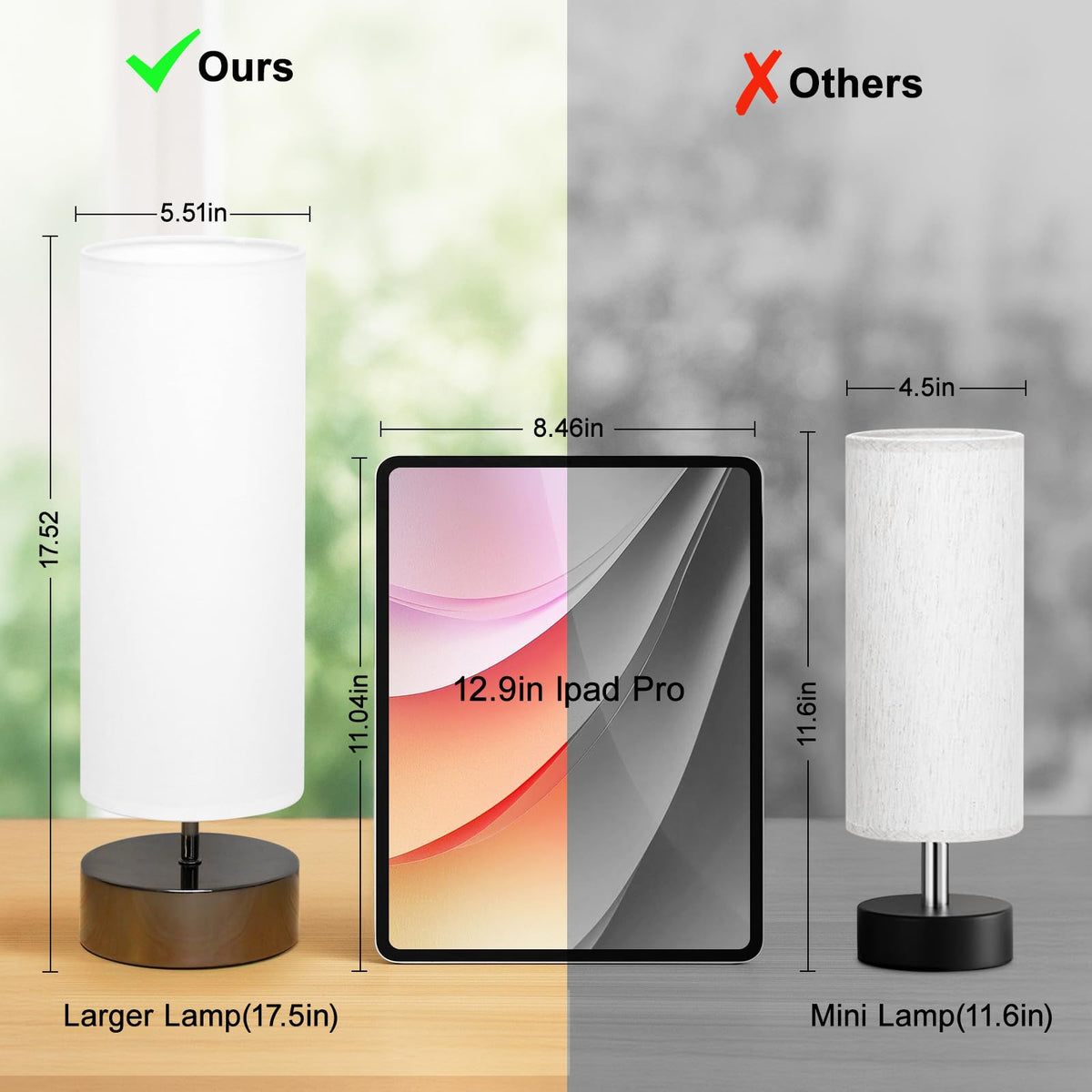 Seaside village touch table lamp cord length demonstrates flexible placement