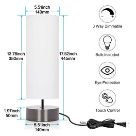 Seaside village touch table lamp shade displays white cylinder shade for soft light