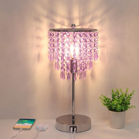 Seaside Village USB bedside lamp base with silver finish for elegant bedside lighting