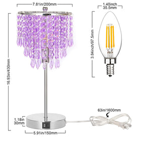 Seaside Village lamp shade with lavender crystal strands casting romantic shadows