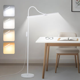 Seaside Village White Floor Lamp delivering bright, wide-area light for reading and tasks.