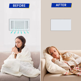 Apartment hallway with Seatern vent cover reduces noise and drafts.