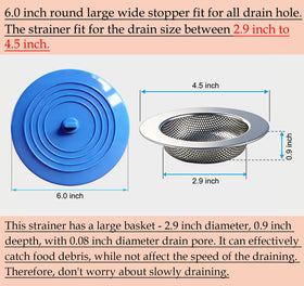 Seatery drain cover set fits most sinks and helps reduce clogs with a large basket.