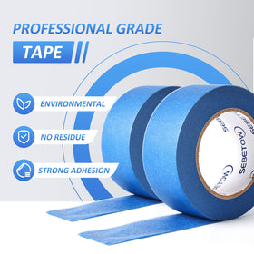 SEBETOW 2in blue tape roll ready for bulk painting projects.