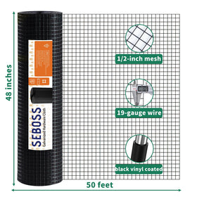 SEBOSS black wire mesh roll close-up highlighting uniform openings