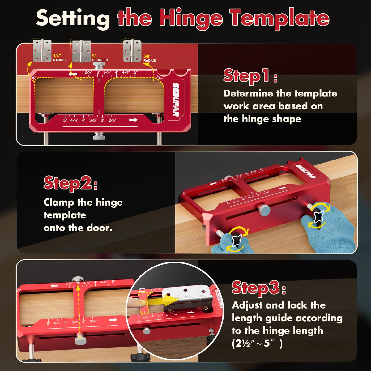 Sebupar all-in-one kit includes router bit and hinge bits for a complete setup.