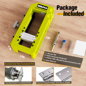Sebupar door hinge mortiser kit ready for three-to-five inch hinges.
