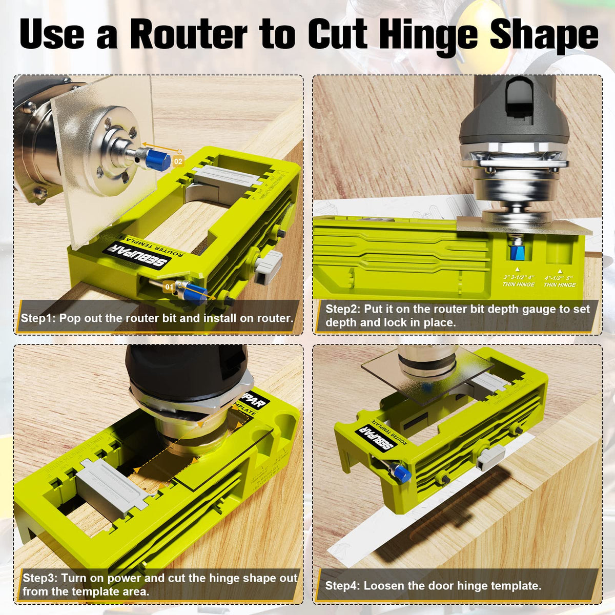 Sebupar self-centering hinge bit in action during install.