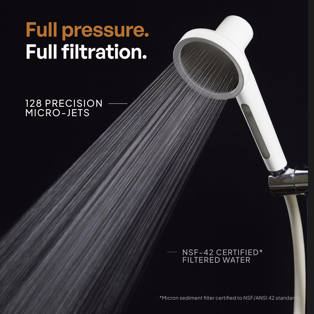 SecondShower 256-micro-hole design boosts water pressure without harsh spray.