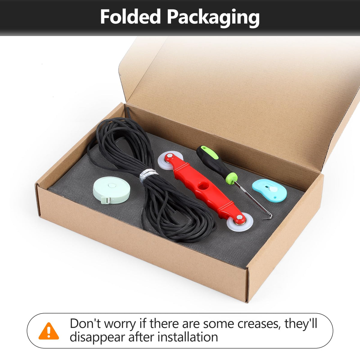 Folded Secopad kit packaging showing creases that disappear after setup