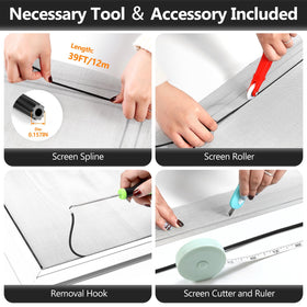 Included tools: spline and roller for smooth screen installation
