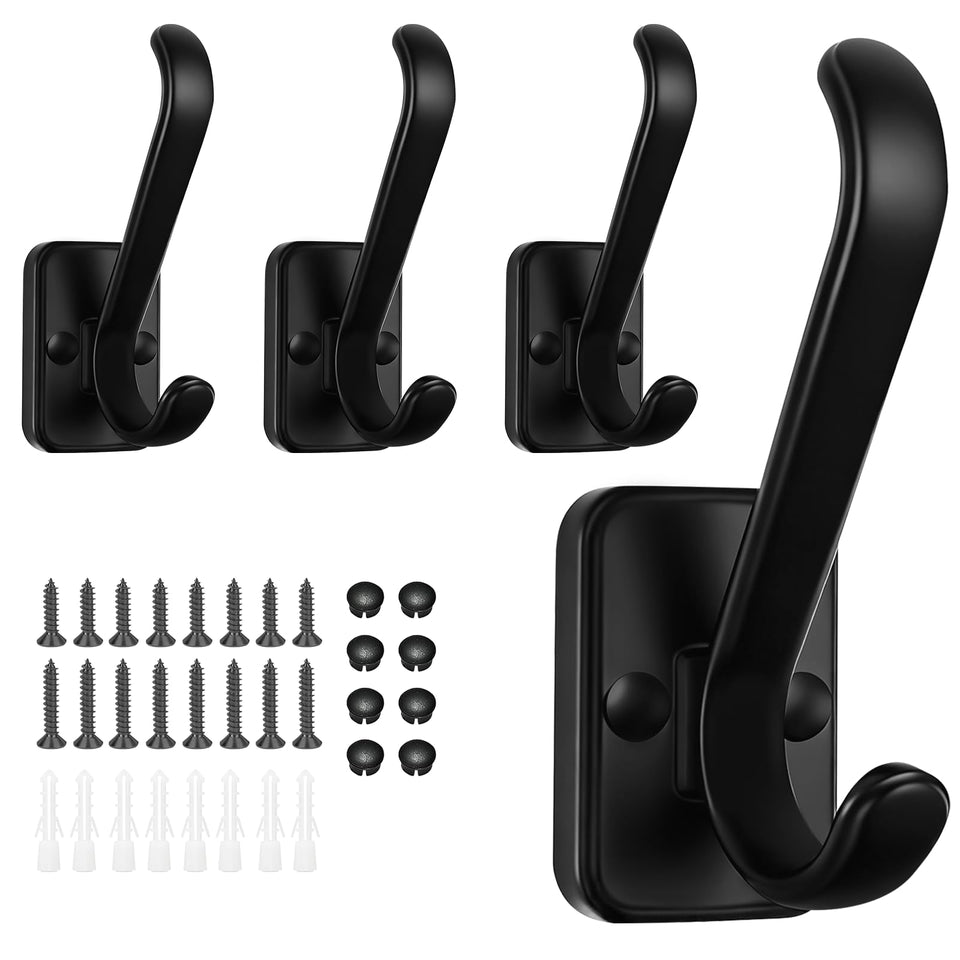 SecretHard coat hooks wall mount in matte black ready for towels and bags