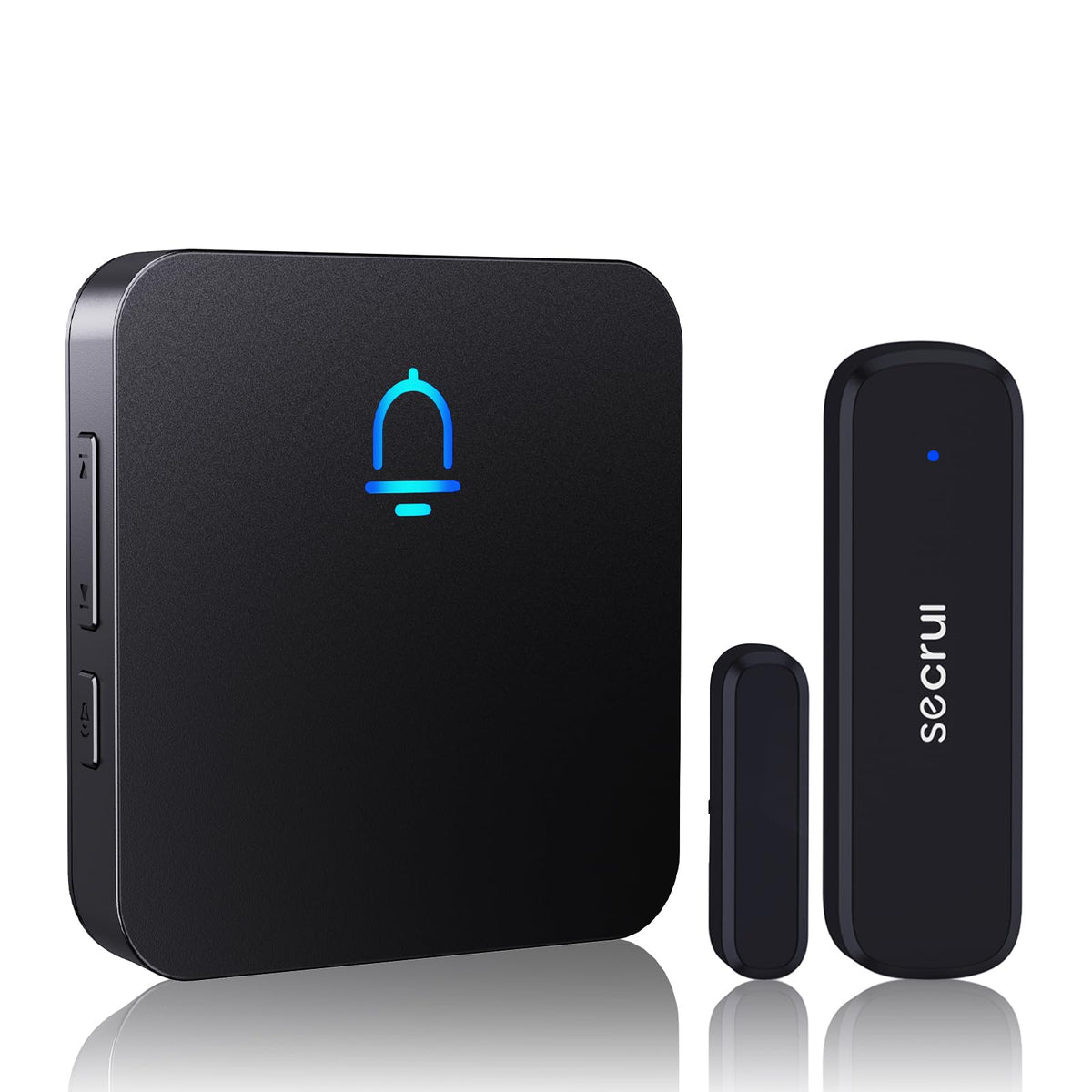 SECRUI wireless door chime receiver mounted on wall for in-room alerts