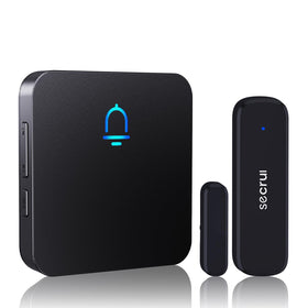 SECRUI wireless door chime receiver mounted on wall for in-room alerts