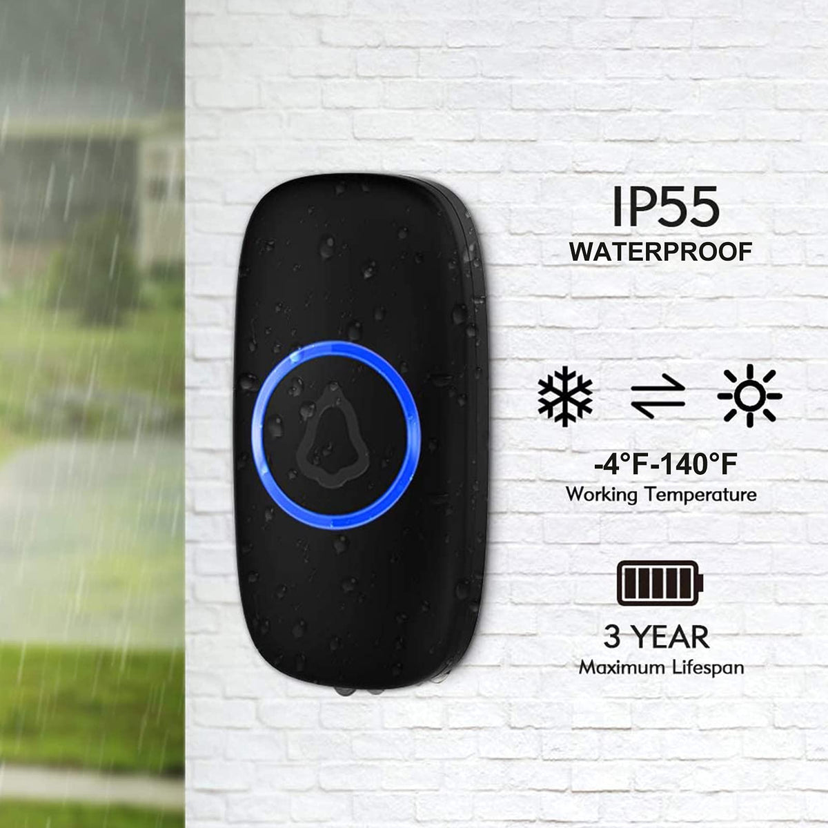 SECRUI doorbell with LED flash visual alerts for visitors.