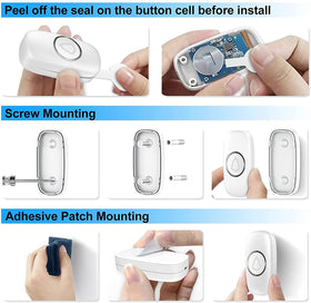 SECRUII package includes 3 plug‑in chimes and 2 buttons.